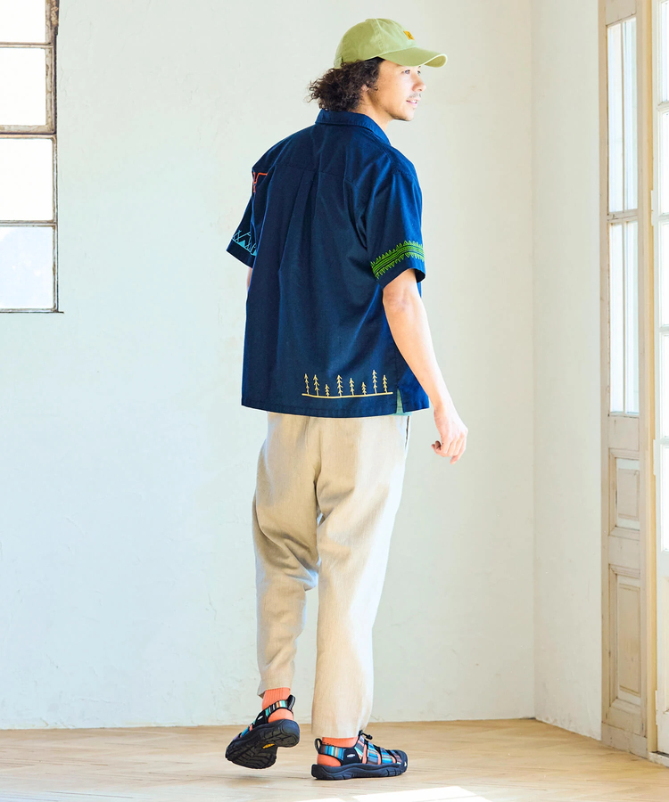 go slow caravan(ゴースローキャラバン) |綿麻色々刺繍&プリントR/Gシャツ (MENS/WOMENS)