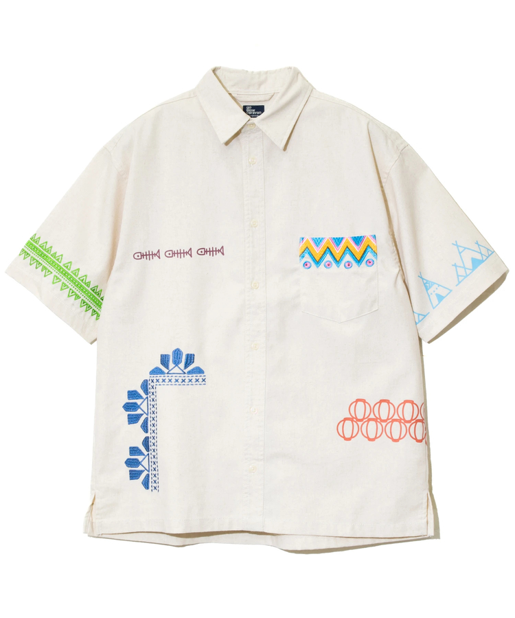 go slow caravan(ゴースローキャラバン) |綿麻色々刺繍&プリントR/Gシャツ (MENS/WOMENS)