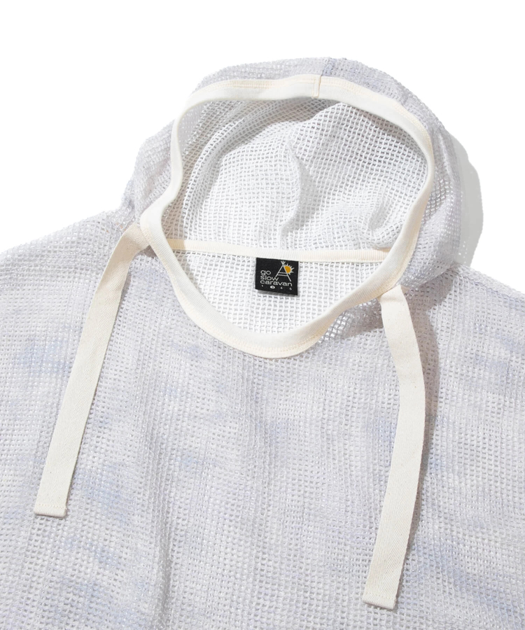 go slow caravan(ゴースローキャラバン) |メッシュムラ染プリント6分袖プルパーカー (MENS)