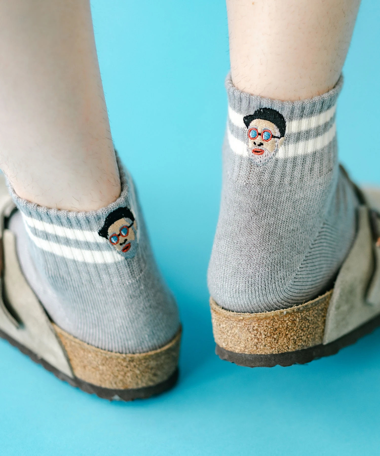 go slow caravan(ゴースローキャラバン) |gym master/ジムマスター ハッピー刺繍ショートソックス (MENS/WOMENS)