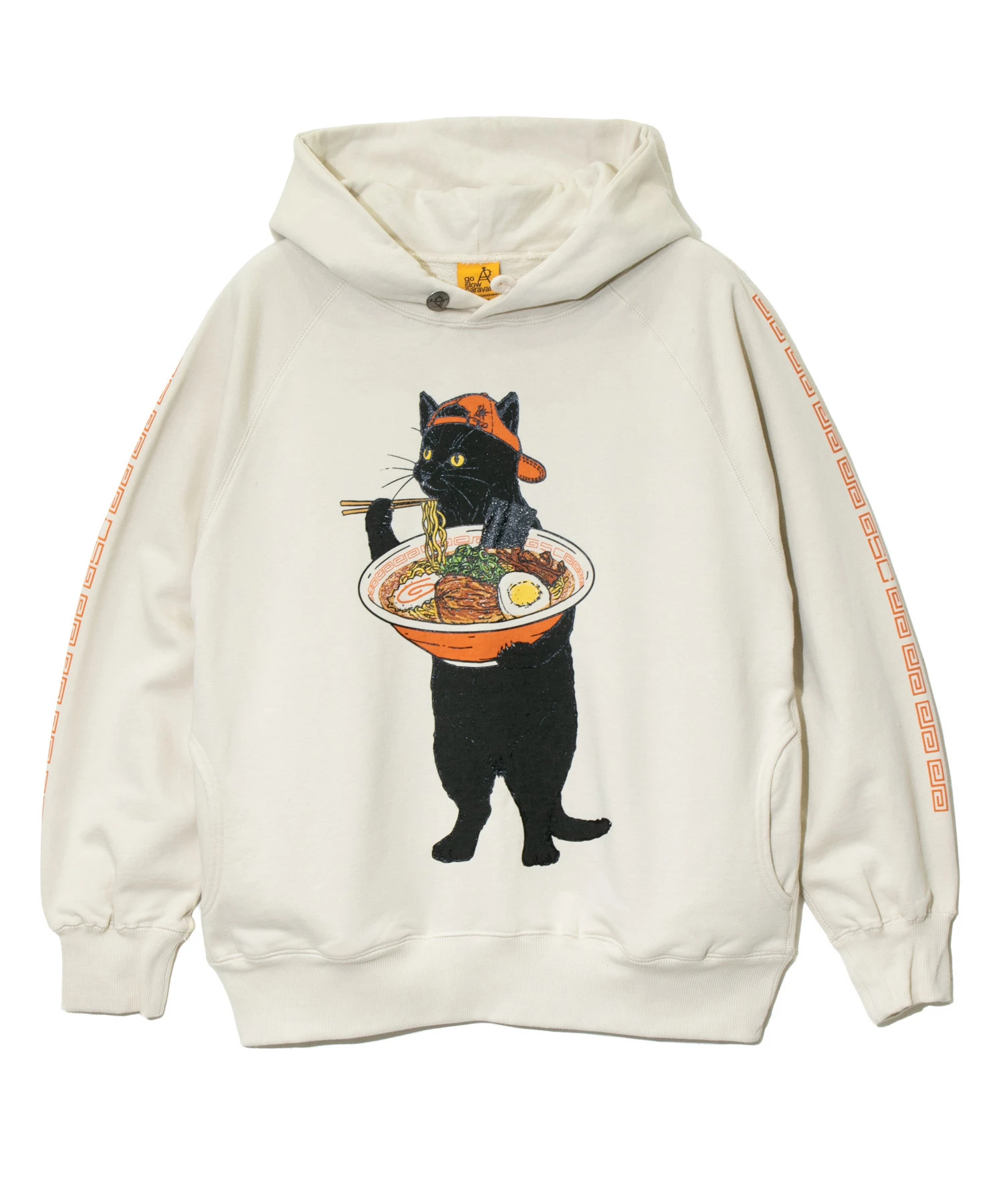ゴースローキャラバン☆中華そば猫イラスト ダークグリーン パーカー
