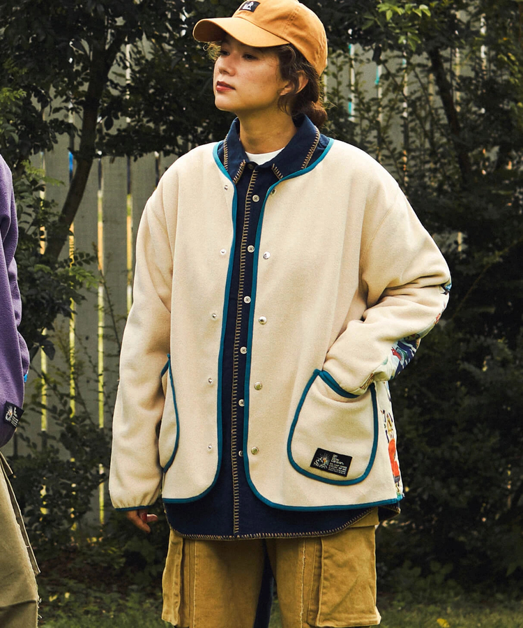 go slow caravan(ゴースローキャラバン) |セパレート中綿キルティングフリーススナップカーディガ (MENS/WOMENS)