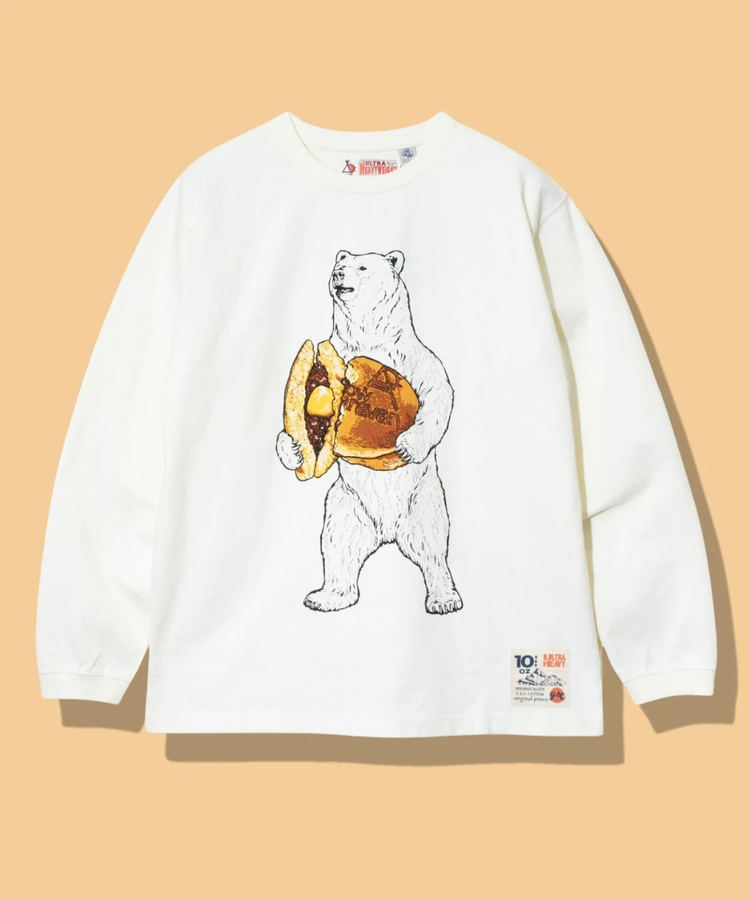 go slow caravan(ゴースローキャラバン) |超ヘビーUSA/C どら焼きクマロングスリーブ TEE (MENS/WOMENS)