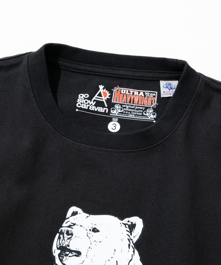 go slow caravan(ゴースローキャラバン) |超ヘビーUSA/C どら焼きクマロングスリーブ TEE (MENS/WOMENS)
