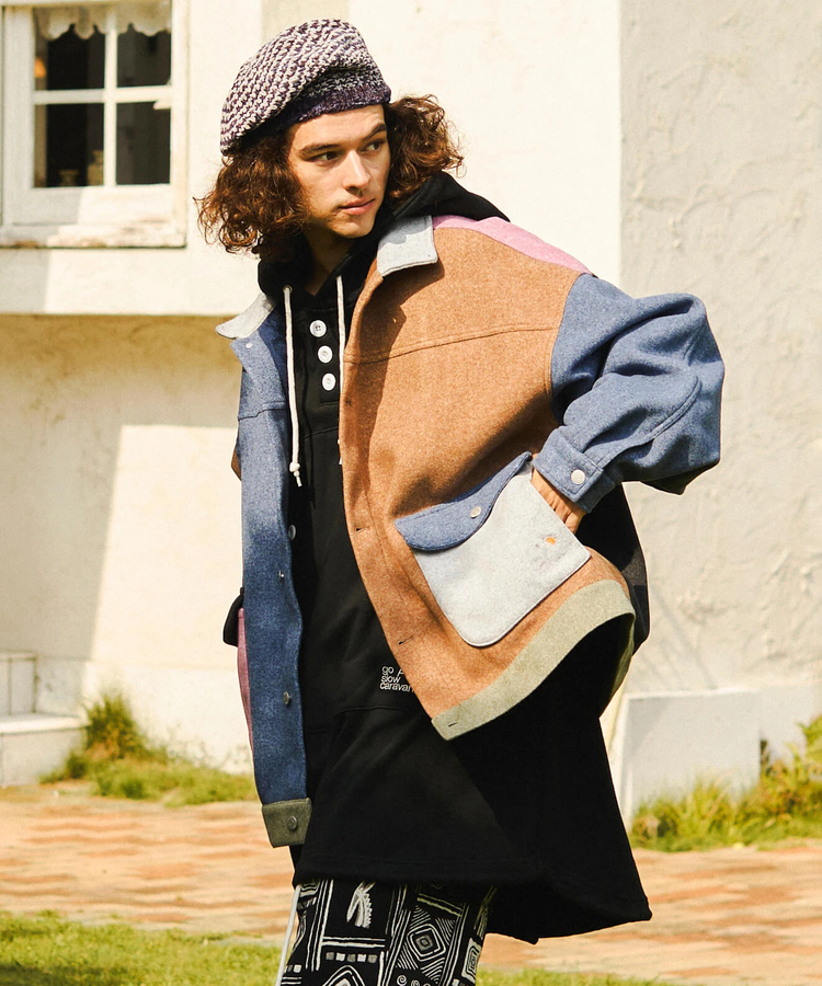 go slow caravan(ゴースローキャラバン) |メランジウールライク起毛ゆったりワークJKT (MENS/WOMENS)