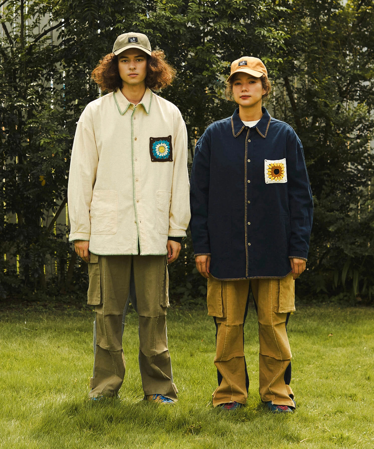 go slow caravan(ゴースローキャラバン) |ネル起毛カギ針編みポケットシャツ (MENS/WOMENS)