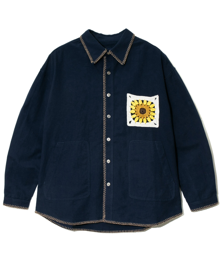 go slow caravan(ゴースローキャラバン) |ネル起毛カギ針編みポケットシャツ (MENS/WOMENS)