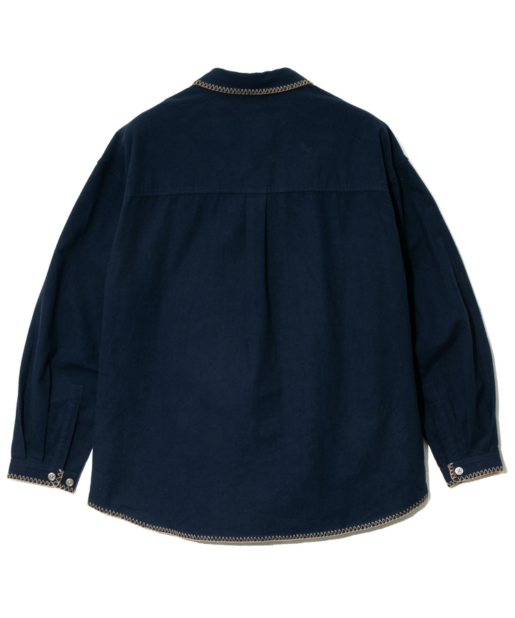 go slow caravan(ゴースローキャラバン) |ネル起毛カギ針編みポケットシャツ (MENS/WOMENS)