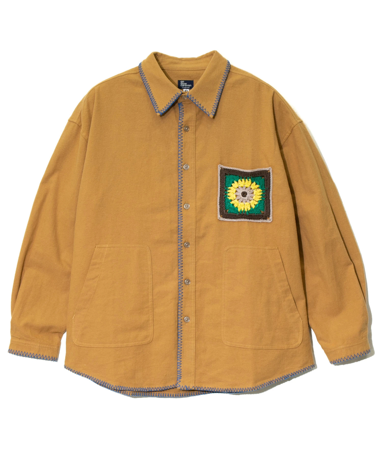 go slow caravan(ゴースローキャラバン) |ネル起毛カギ針編みポケットシャツ (MENS/WOMENS)