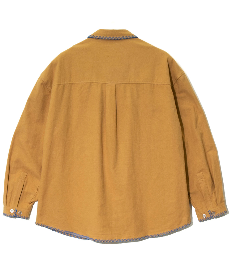 go slow caravan(ゴースローキャラバン) |ネル起毛カギ針編みポケットシャツ (MENS/WOMENS)