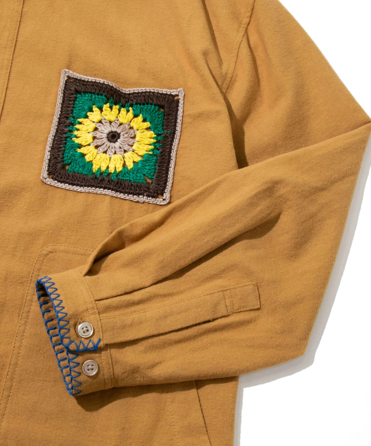go slow caravan(ゴースローキャラバン) |ネル起毛カギ針編みポケットシャツ (MENS/WOMENS)