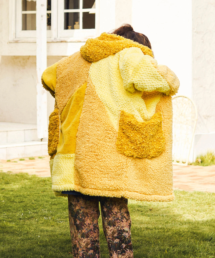 go slow caravan(ゴースローキャラバン) |ボアファーMIXパッチワークコート (WOMENS)