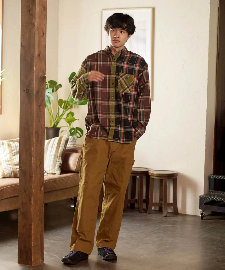 COBMASTER/コブマスター ロゴ刺繍ネルチェックシャツ (MENS