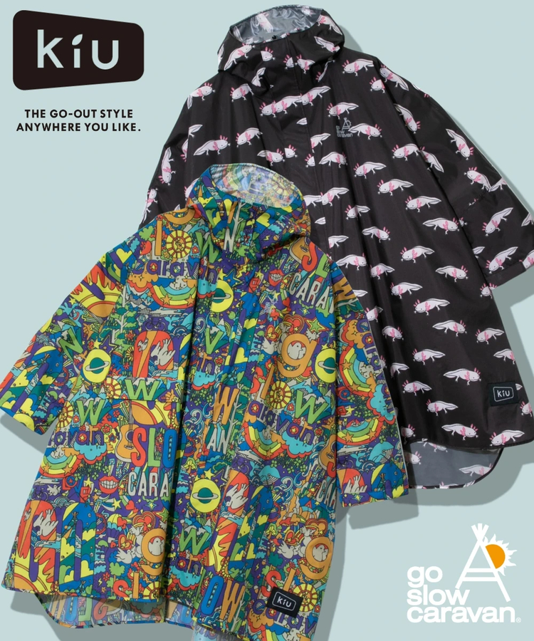 go slow caravan(ゴースローキャラバン) |【 KiU×go slow caravan 】総柄 NEW STANDARD RAIN PONCHO (MENS/WOMENS)