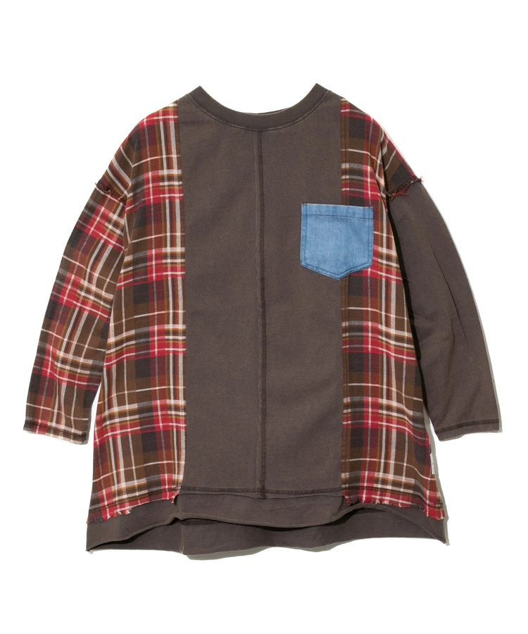 go slow caravan(ゴースローキャラバン) |CUBE SUGAR/キューブシュガー 天竺xデニムパウダー加工長袖リメイク風PO (WOMENS)