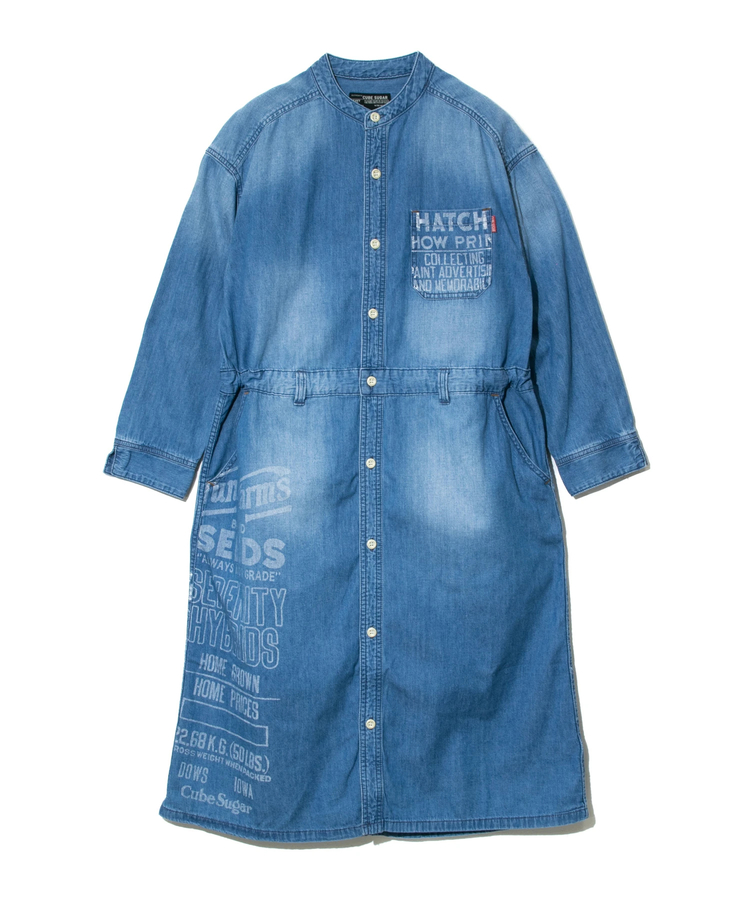 go slow caravan(ゴースローキャラバン) |CUBE SUGAR/キューブシュガー 6.5ozテデニムxヒッコリーワークワンピース (WOMENS)