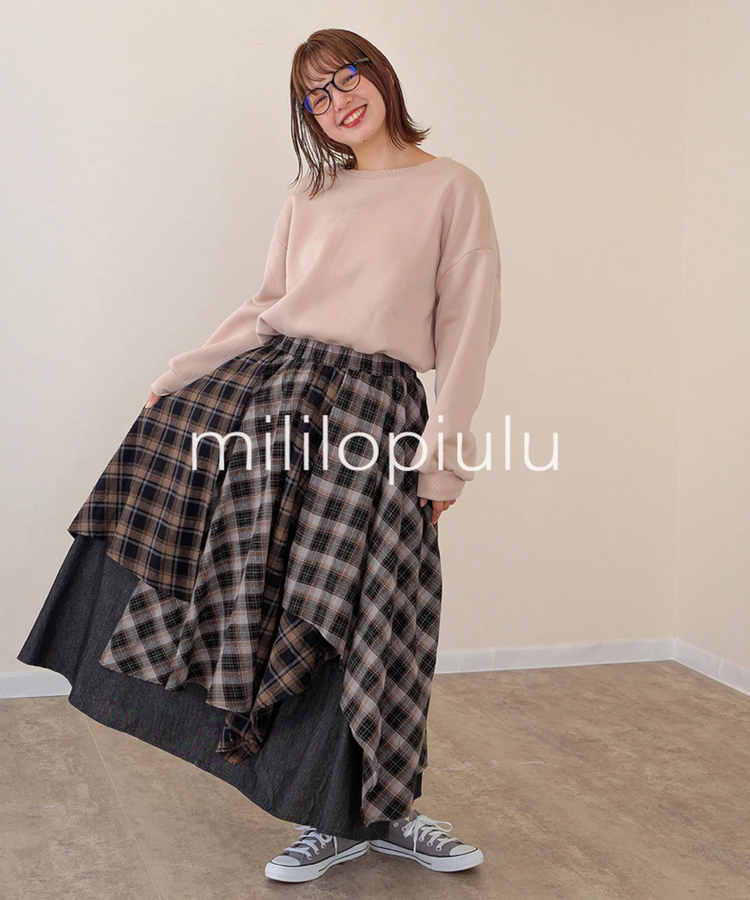 mililopiulu/ミリロピュール チェックMIXランダムヘムスカート (WOMENS)｜ファッション通販 SANKO  BAZAAR（サンコーバザール）