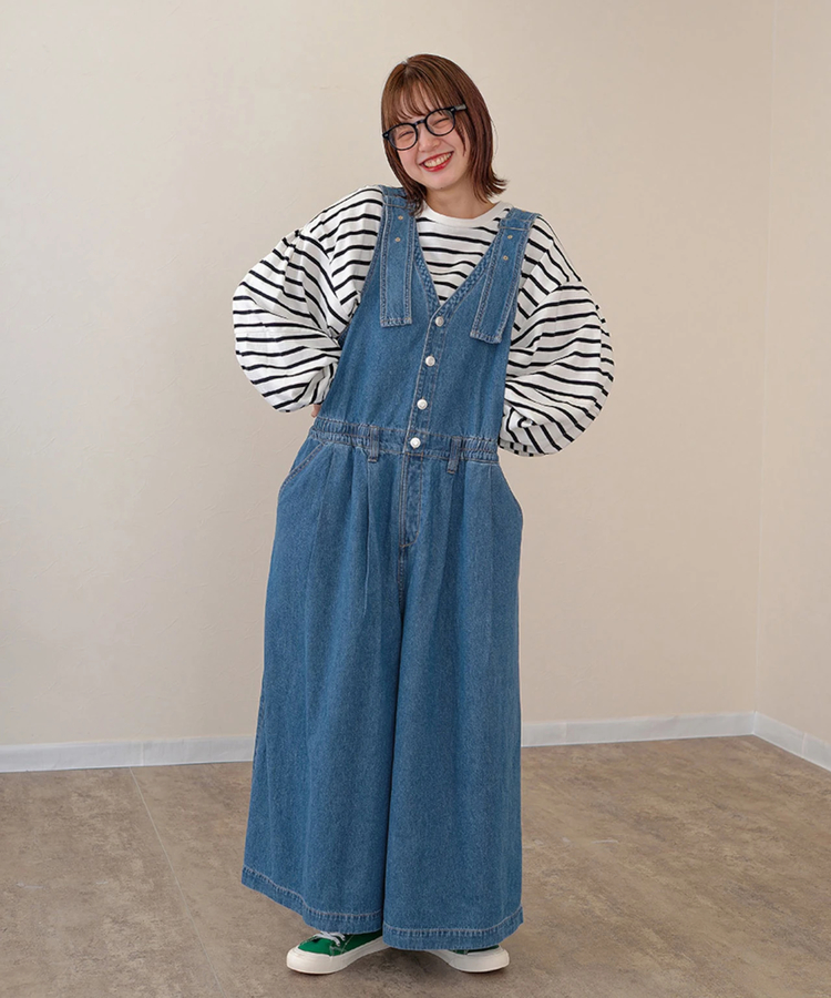 go slow caravan(ゴースローキャラバン) |mililopiulu/ミリロピュール Vネックワイドデニムサロペット (WOMENS)