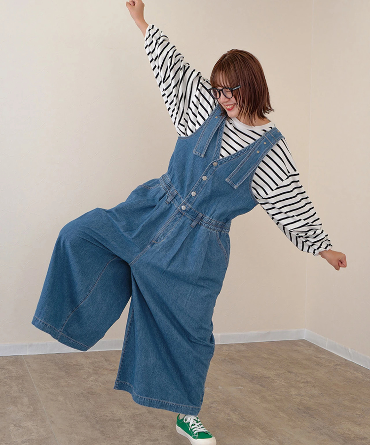 go slow caravan(ゴースローキャラバン) |mililopiulu/ミリロピュール Vネックワイドデニムサロペット (WOMENS)