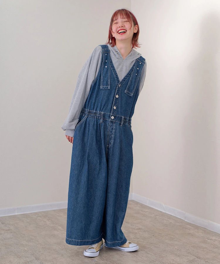 go slow caravan(ゴースローキャラバン) |mililopiulu/ミリロピュール Vネックワイドデニムサロペット (WOMENS)