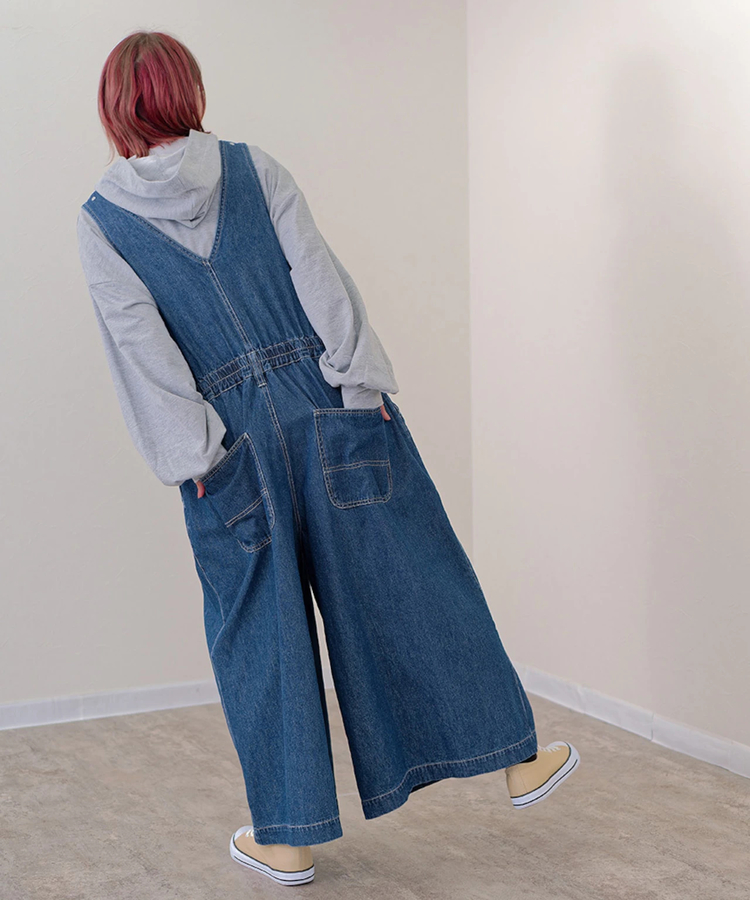 go slow caravan(ゴースローキャラバン) |mililopiulu/ミリロピュール Vネックワイドデニムサロペット (WOMENS)