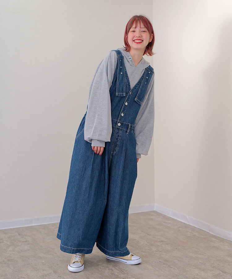 go slow caravan(ゴースローキャラバン) |mililopiulu/ミリロピュール Vネックワイドデニムサロペット (WOMENS)