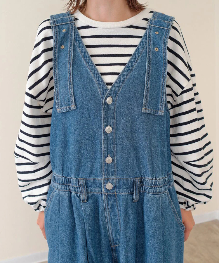 go slow caravan(ゴースローキャラバン) |mililopiulu/ミリロピュール Vネックワイドデニムサロペット (WOMENS)