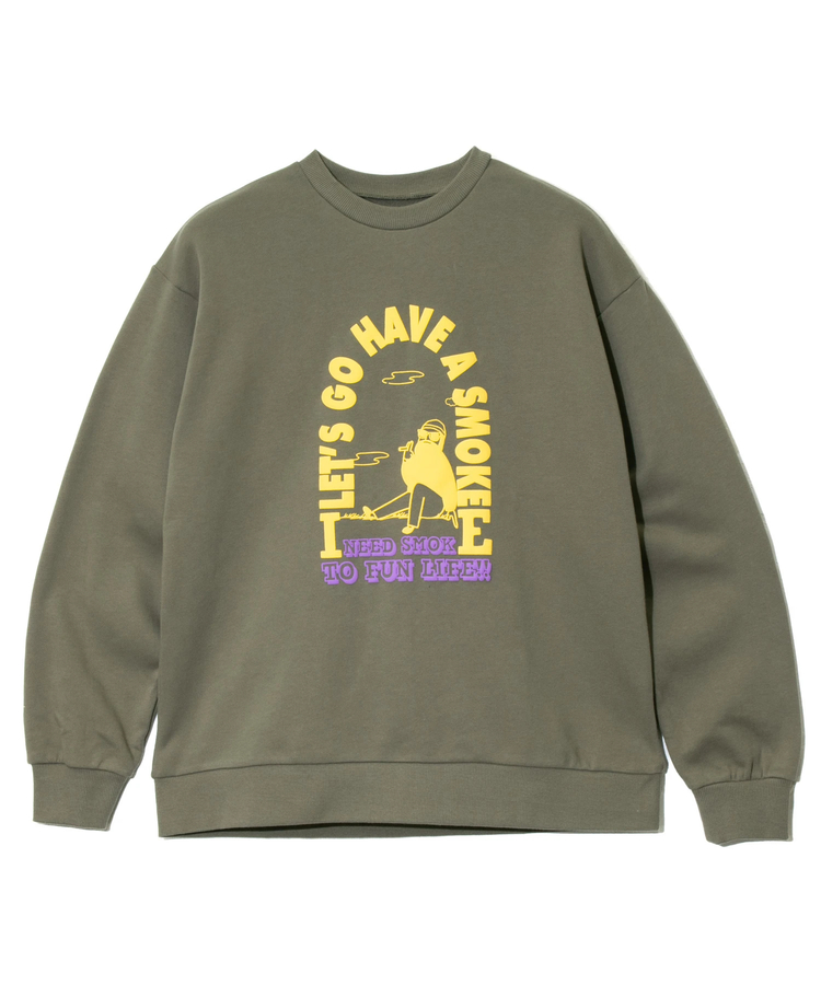 go slow caravan(ゴースローキャラバン) |MODEM DESIGN/モデムデザイン スウェットクルー -タバコおじさん- (MENS)