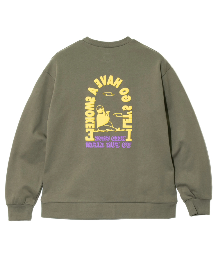 go slow caravan(ゴースローキャラバン) |MODEM DESIGN/モデムデザイン スウェットクルー -タバコおじさん- (MENS)