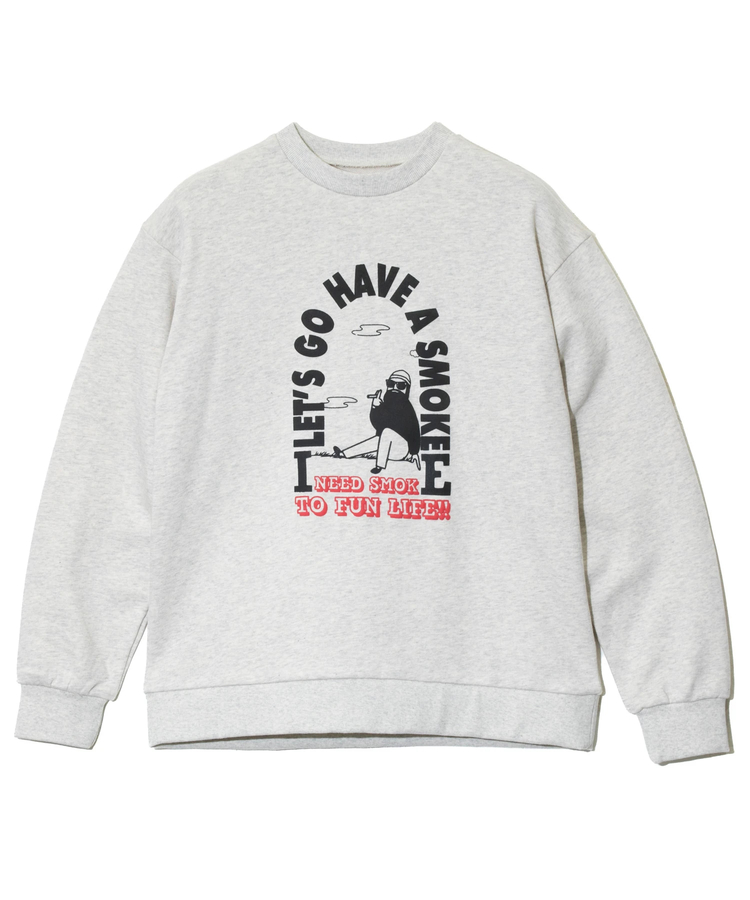 go slow caravan(ゴースローキャラバン) |MODEM DESIGN/モデムデザイン スウェットクルー -タバコおじさん- (MENS)