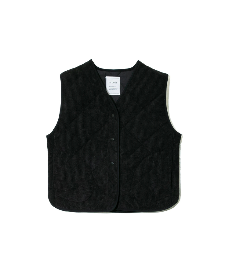 le colis/ルコリ 8Wコーデュロイ薄中綿キルティングベスト (WOMENS