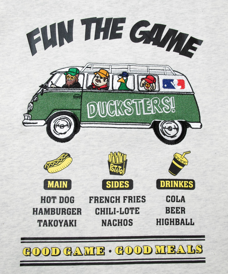 go slow caravan(ゴースローキャラバン) |DUCKSTER/ダックスター 刺繍/プリント クルーSW《FUN THE GAME》(MENS)