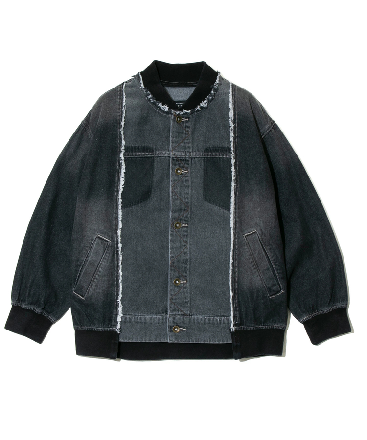 CUBE SUGAR/キューブシュガー Denim リブ付きリメイク風Gジャン