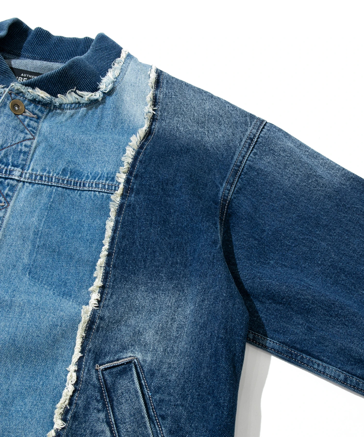 CUBE SUGAR/キューブシュガー Denim リブ付きリメイク風Gジャン
