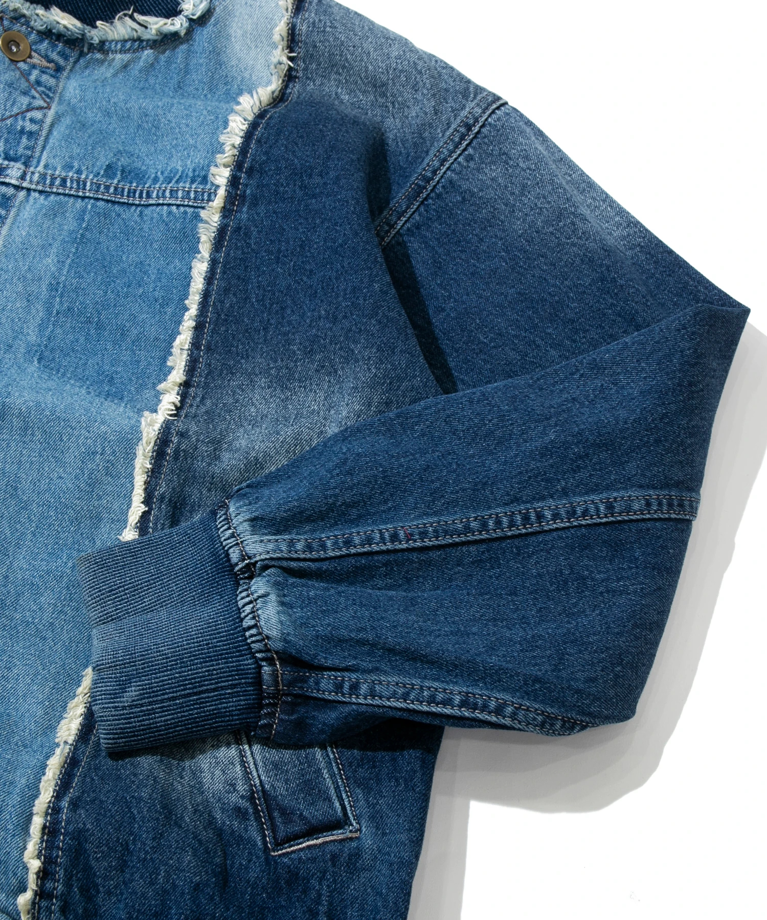 CUBE SUGAR/キューブシュガー Denim リブ付きリメイク風Gジャン