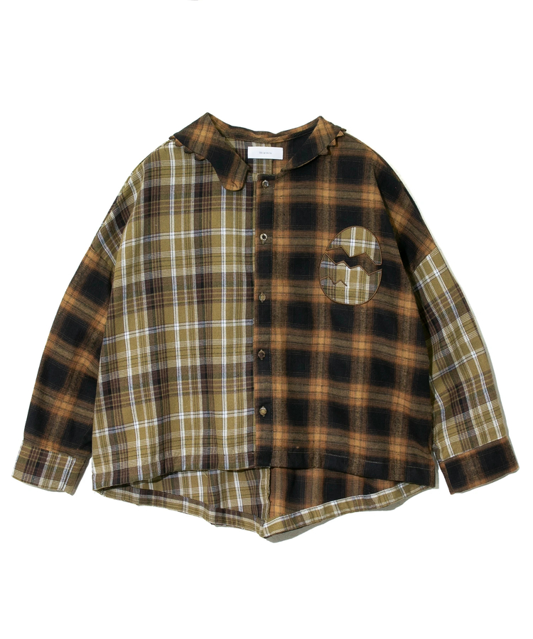 libi se mi to/リビ セ ミ ト 配色チェック恐竜シャツ (WOMENS