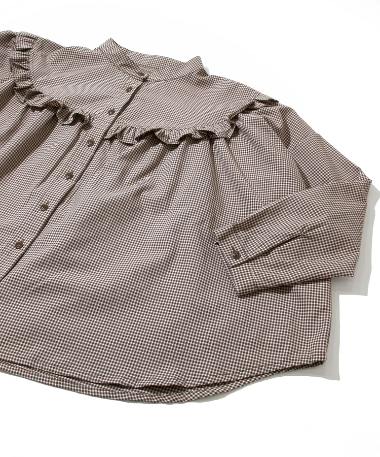 go slow caravan(ゴースローキャラバン) |COLORK/カラック 同色ギンガムヨーク切替フリルBL (WOMENS)