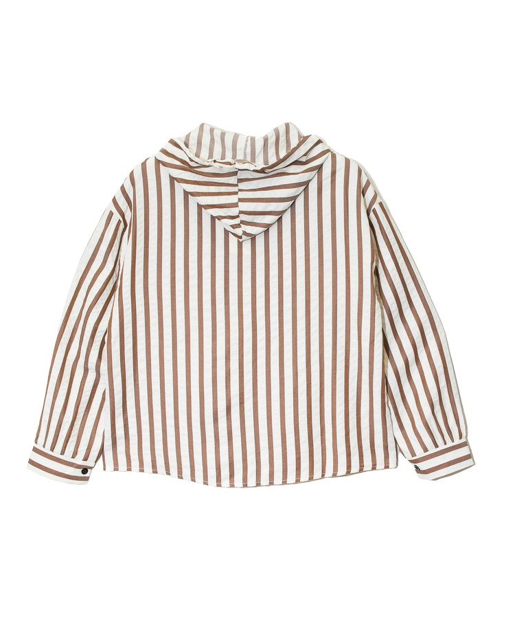 go slow caravan(ゴースローキャラバン) |NUEVO BLANCA/ヌエヴォブランカ ストライプサッカー布帛シャツパーカー (WOMENS)