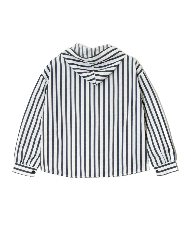 go slow caravan(ゴースローキャラバン) |NUEVO BLANCA/ヌエヴォブランカ ストライプサッカー布帛シャツパーカー (WOMENS)