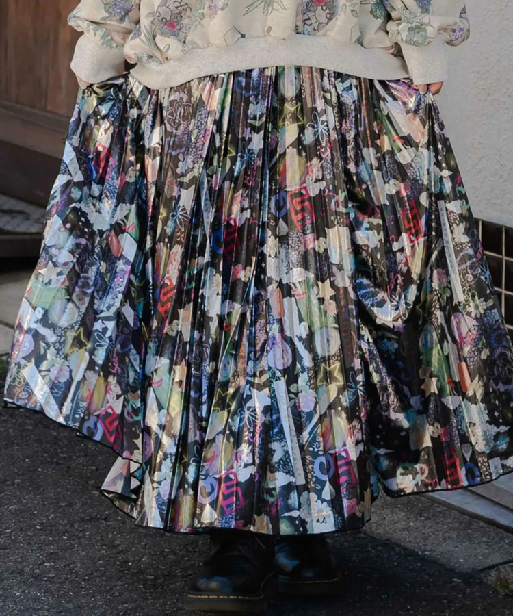 go slow caravan(ゴースローキャラバン) |ScoLar/スカラー 柄メタリックプリーツSK (WOMENS)