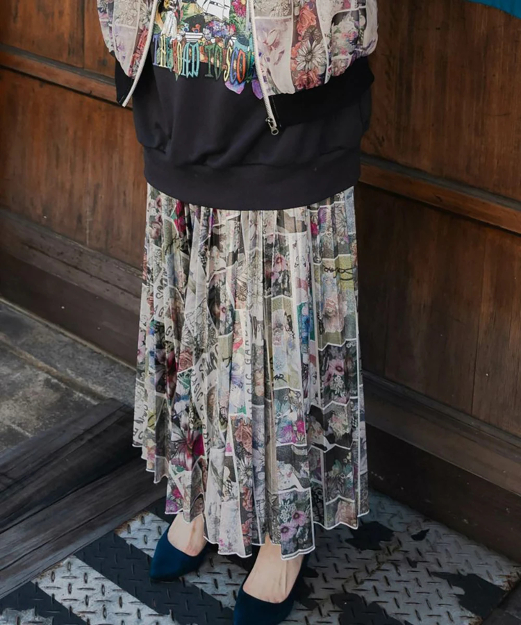 go slow caravan(ゴースローキャラバン) |ScoLar/スカラー 柄メタリックプリーツSK (WOMENS)