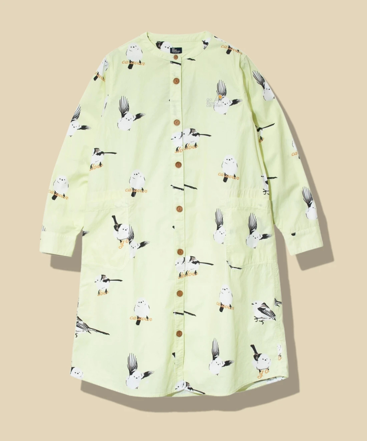 go slow caravan(ゴースローキャラバン) |シマエナガ ノーカラーシャツワンピース (WOMENS)