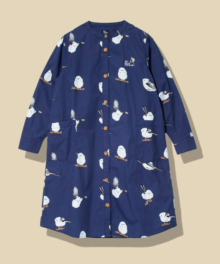 go slow caravan(ゴースローキャラバン) |シマエナガ ノーカラーシャツワンピース (WOMENS)