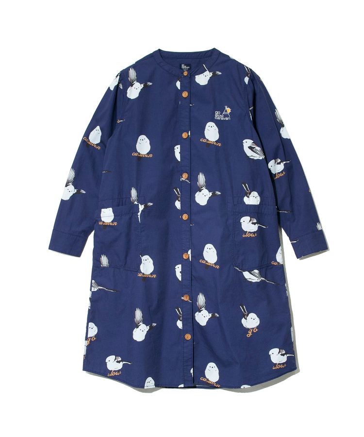go slow caravan(ゴースローキャラバン) |シマエナガ ノーカラーシャツワンピース (WOMENS)