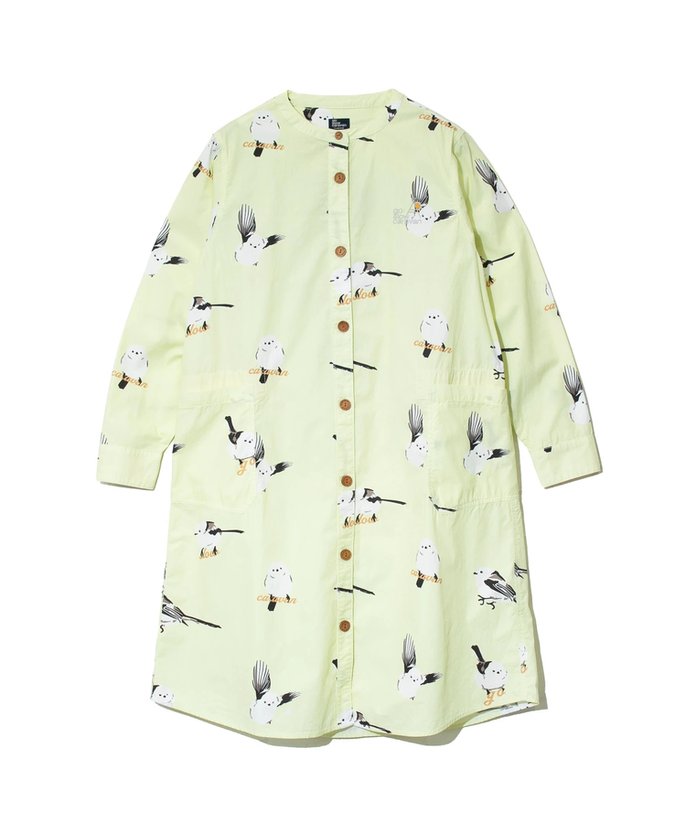 go slow caravan(ゴースローキャラバン) |シマエナガ ノーカラーシャツワンピース (WOMENS)