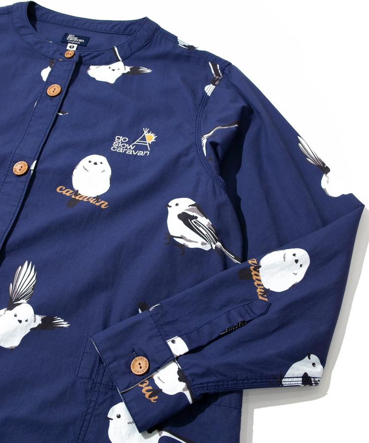 go slow caravan(ゴースローキャラバン) |シマエナガ ノーカラーシャツワンピース (WOMENS)