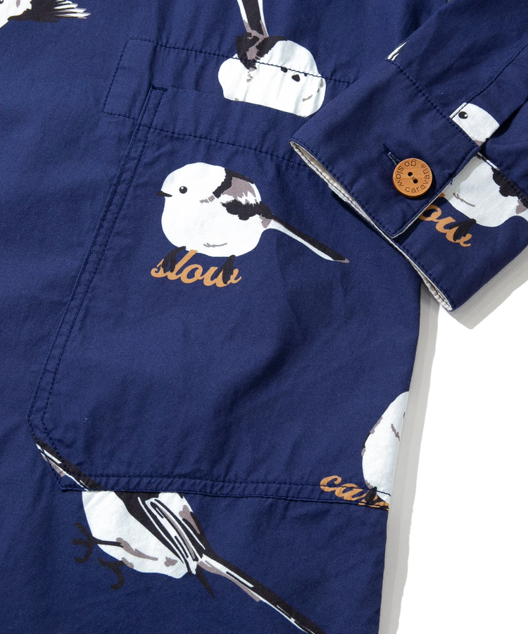 go slow caravan(ゴースローキャラバン) |シマエナガ ノーカラーシャツワンピース (WOMENS)