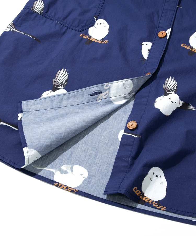 go slow caravan(ゴースローキャラバン) |シマエナガ ノーカラーシャツワンピース (WOMENS)