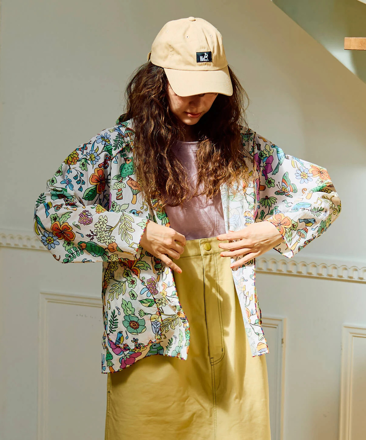 go slow caravan(ゴースローキャラバン) |N/Cクレイジー ハッピーフラワーリングボタンパーカーJK (WOMENS)