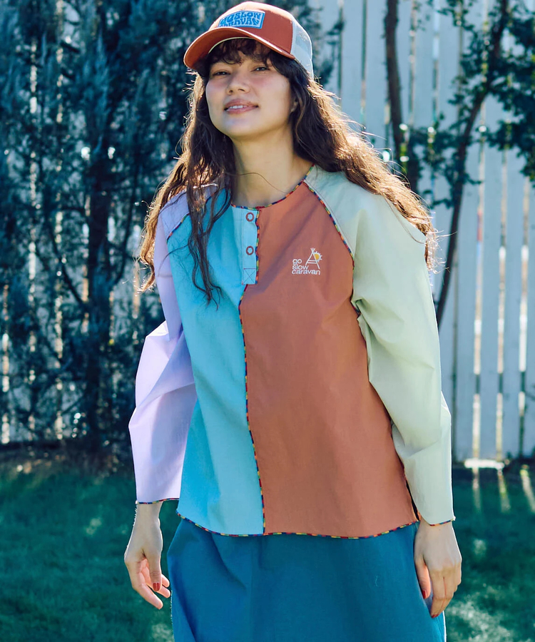 go slow caravan(ゴースローキャラバン) |N/Cクレイジー ハッピーフラワーヘンリープルオーバー (WOMENS)